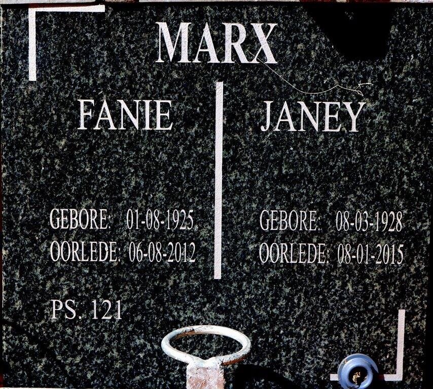 MARX Fanie 1925-2012 &amp; Janey 1928-2015