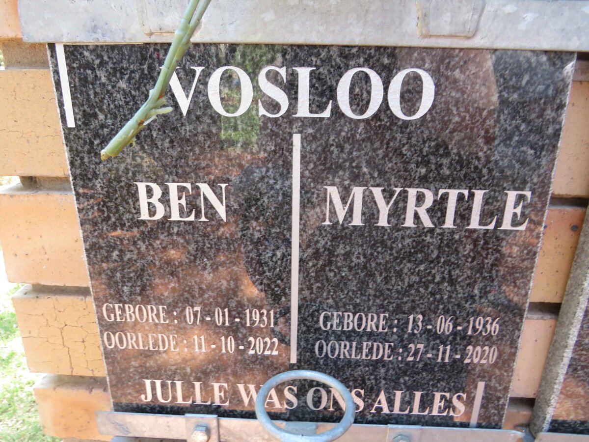 VOSLOO Ben 1931-2022 &amp; Myrtle 1936-2020