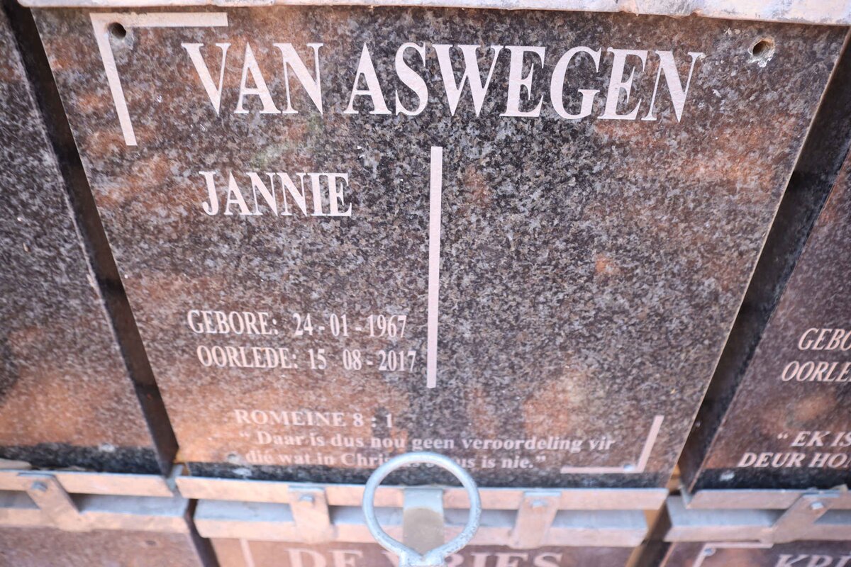 ASWEGEN Jannie, van 1967-2017