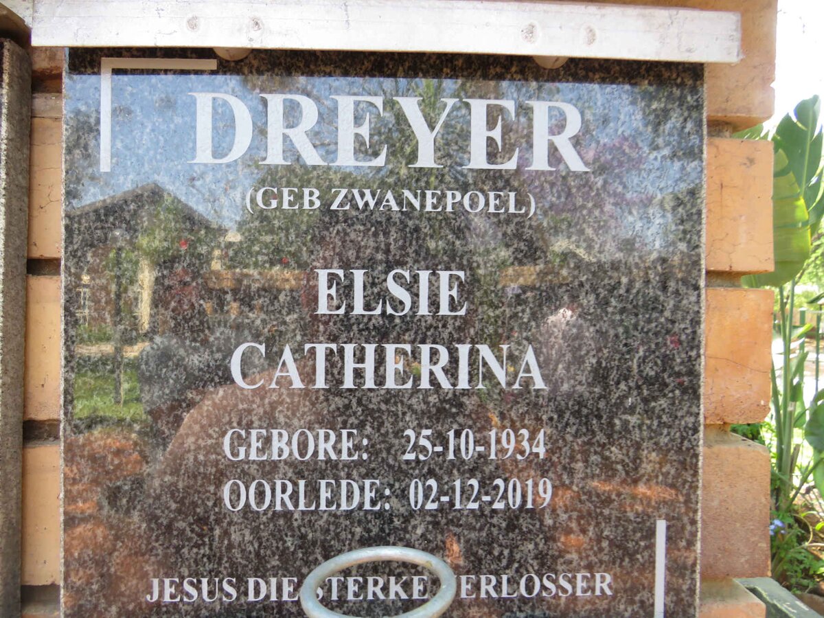 DREYER Elsie Catherina nee ZWANEPOEL 1934-2019