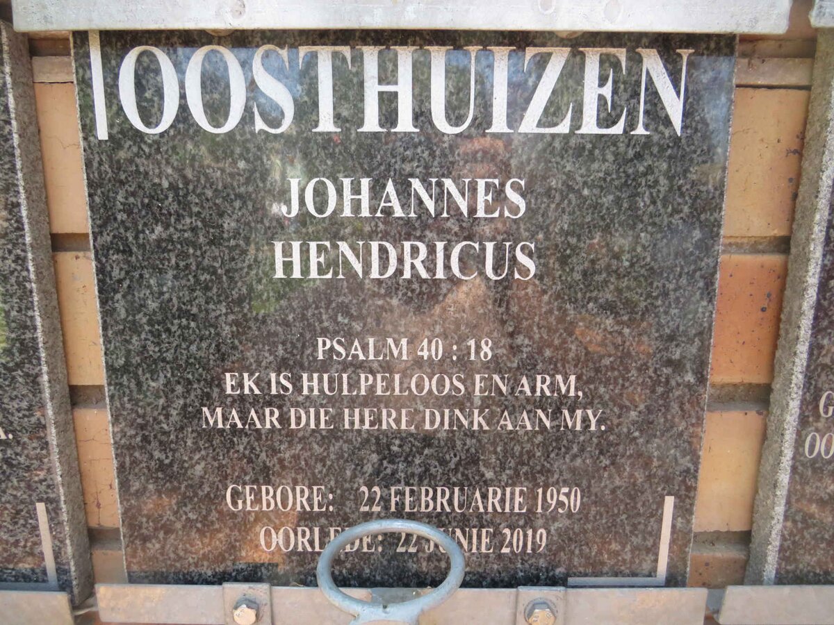 OOSTHUIZEN Johannes Hendricus 1950-2019