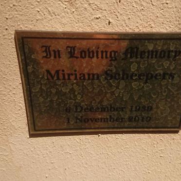 SCHEEPERS Miriam 1939-2019