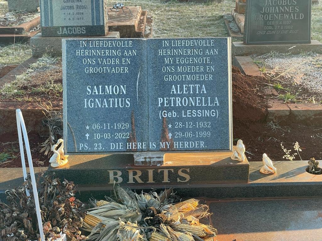 BRITS Salmon Ignatius 1929-2022 &amp; Aletta Petronella LESSING 1932-1999
