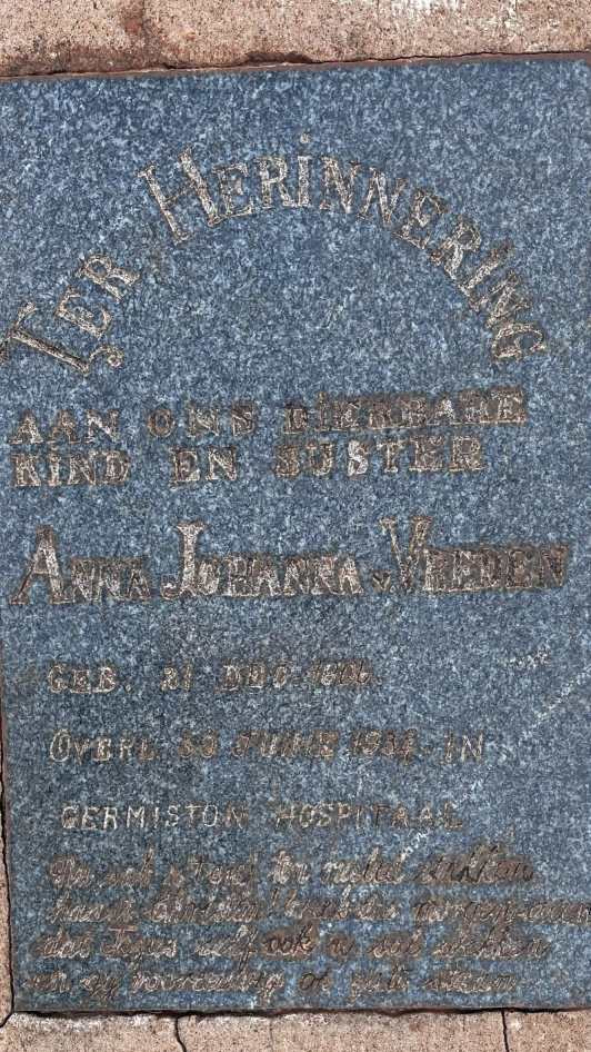 VREDEN Anna Johanna, van 1906-1934