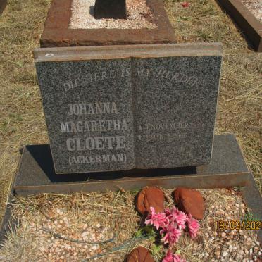CLOETE Johanna Magaretha nee ACKERMAN 1920-2006