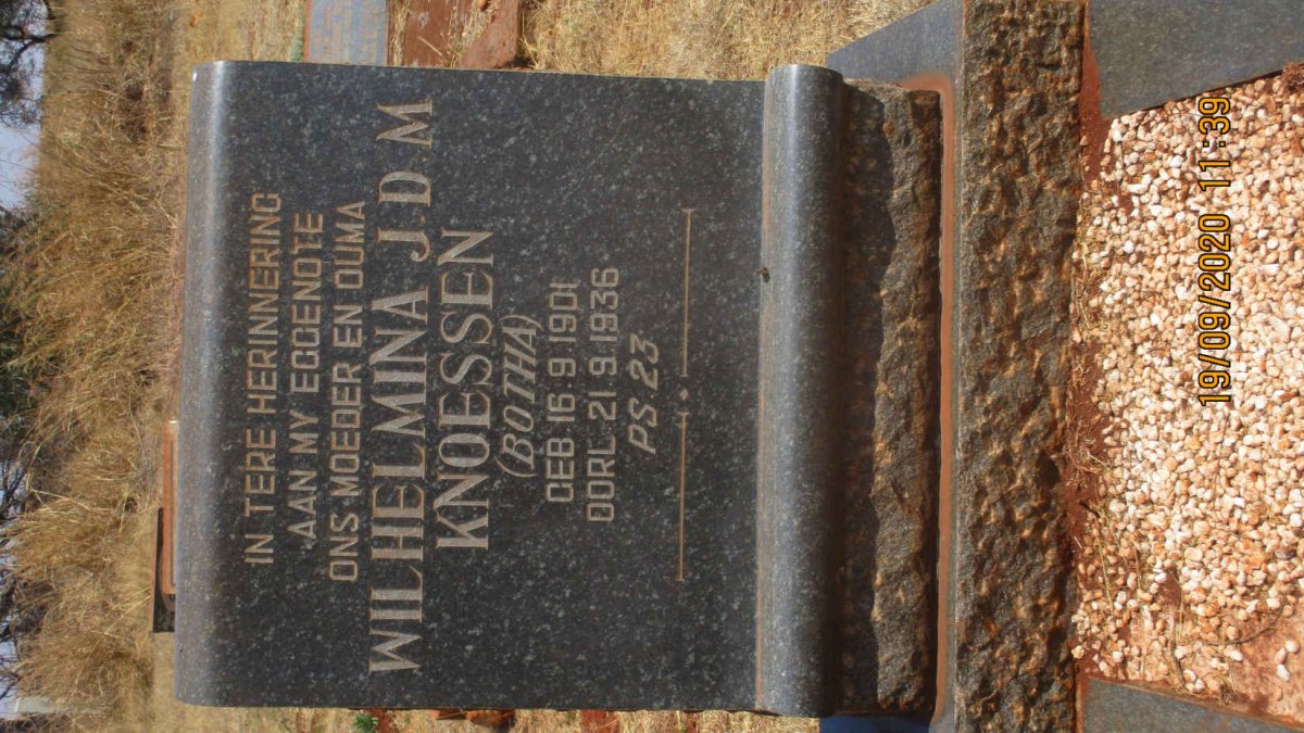 KNOESSEN Wilhelmina J.D.M. nee BOTHA 1901-1936