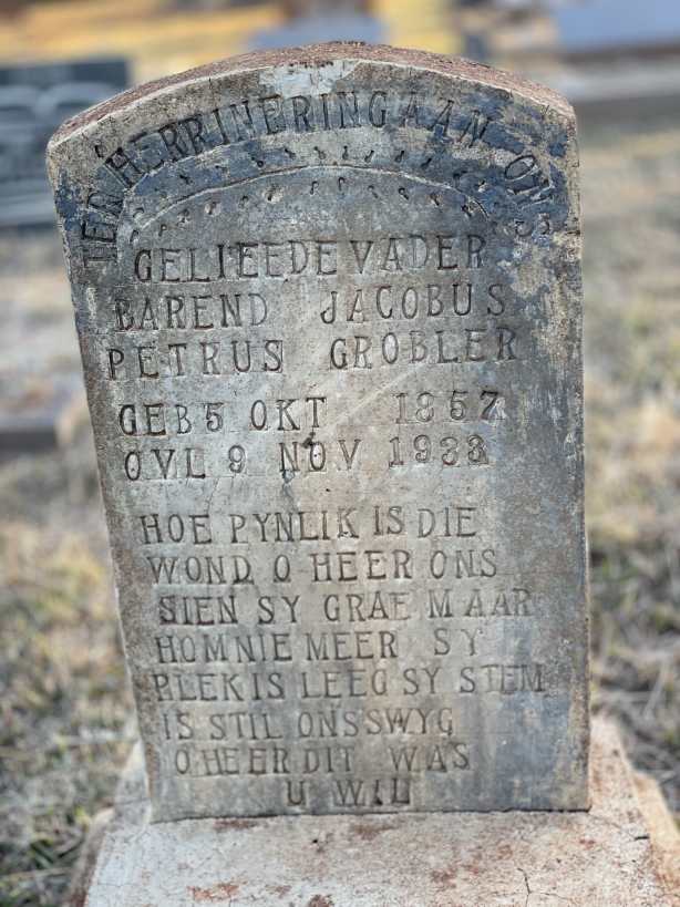 GROBLER Barend Jacobus Petrus 1857-1933