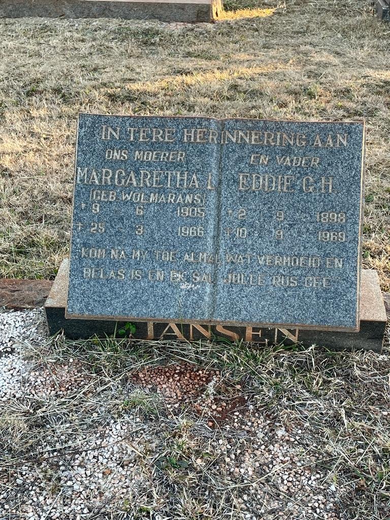 JANSEN Eddie G.H. 1898-1969 &amp; Margaretha ? WOLMARANS 1905-1966