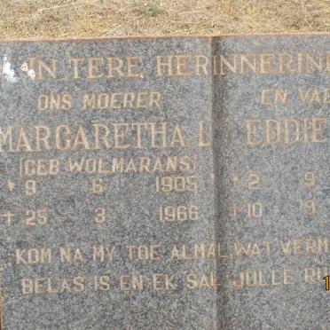 JANSEN Eddie G.H. 1898-1969 &amp; Margaretha L. WOLMARANS 1905-1966
