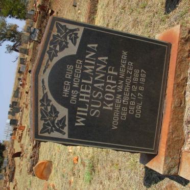 KORFF Wilhelmina Susanna voorheen VAN NIEKERK nee OBERHOLZER 1886-1967 