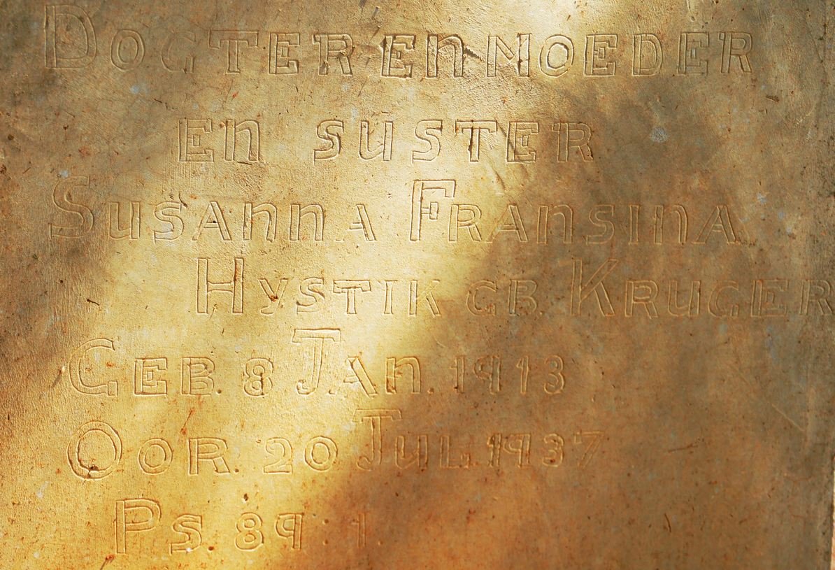 HYSTIK Susanna Fransina nee KRUGER 1913-1937