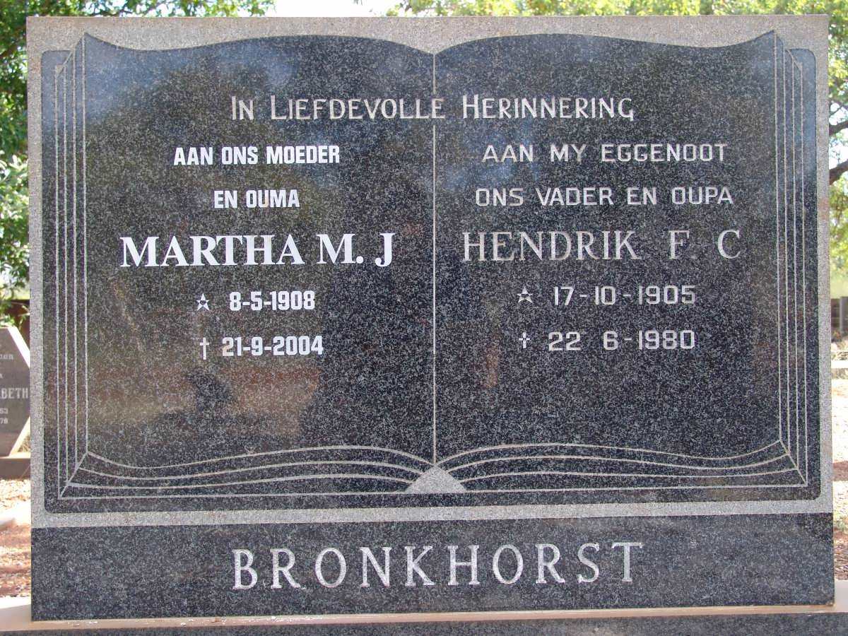 BRONKHORST Hendrik F.C. 1905-1980 &amp; Martha M.J. 1908-2004