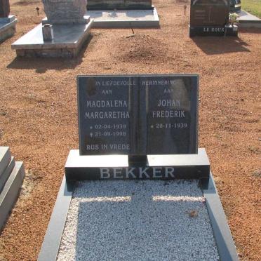BEKKER Johan Frederik 1939-Magdalena Margaretha 1939-1998