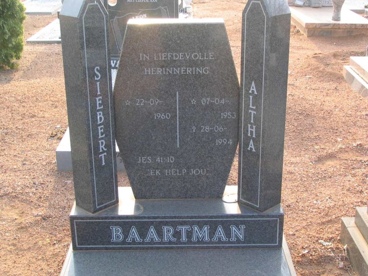 BAARTMAN Siebert 1960- &amp; Altha 1953-1994
