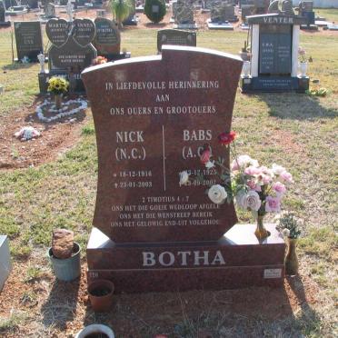 BOTHA N.C.1916-2003 &amp; A.C. 1925-2002