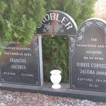 GROBLER Francois Jacobus 1923-1982 &amp; Dirkie Cornelia Jacoba 1921-2002