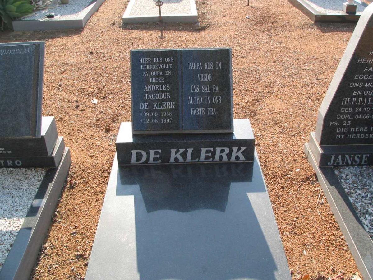 KLERK Andries Jacobus, de 1958-1997