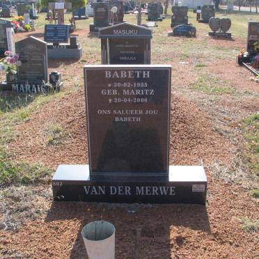 MERWE Babeth, van der nee MARITZ 1935-2006