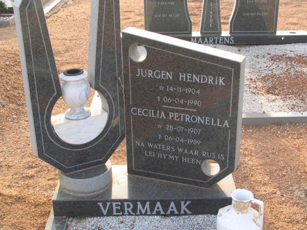 VERMAAK Jurgen Hendrik 1904-1989 &amp; Cecilia Petronella 1907-1989