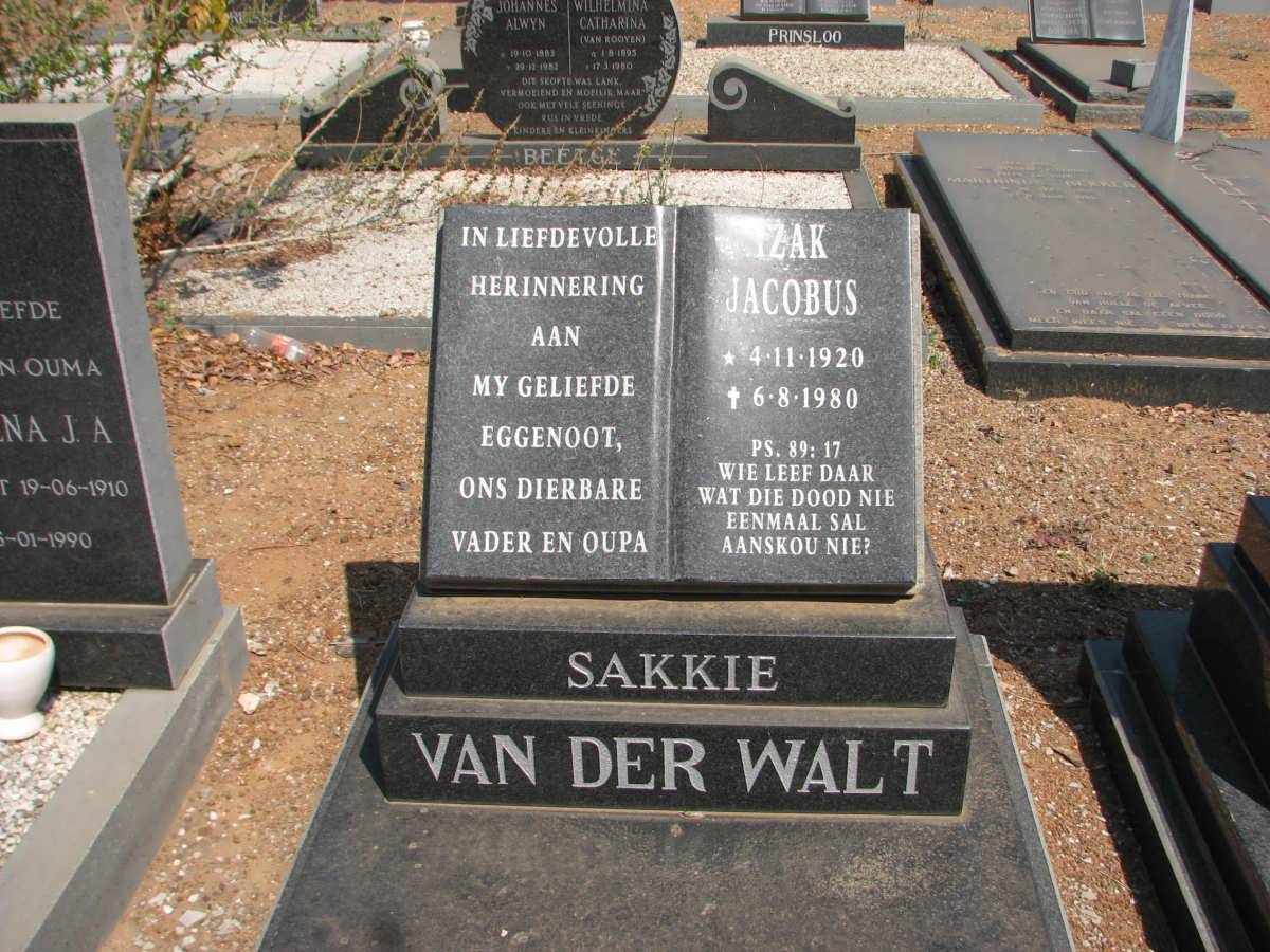 WALT Izak Jacobus, van der 1920-1980