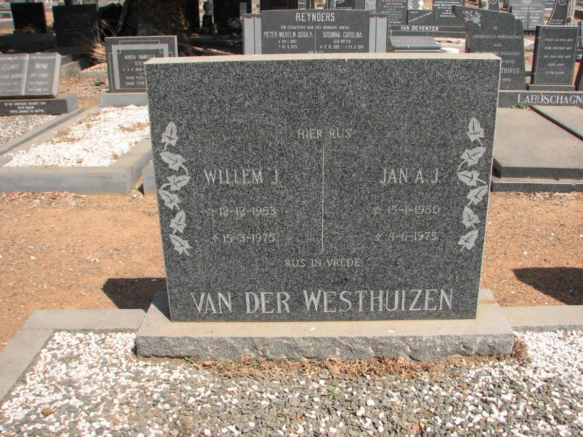 WESTHUIZEN Willem J.,van der 1953-1975 :: VAN DER WESTHUIZEN Jan A.J., 1950-1925