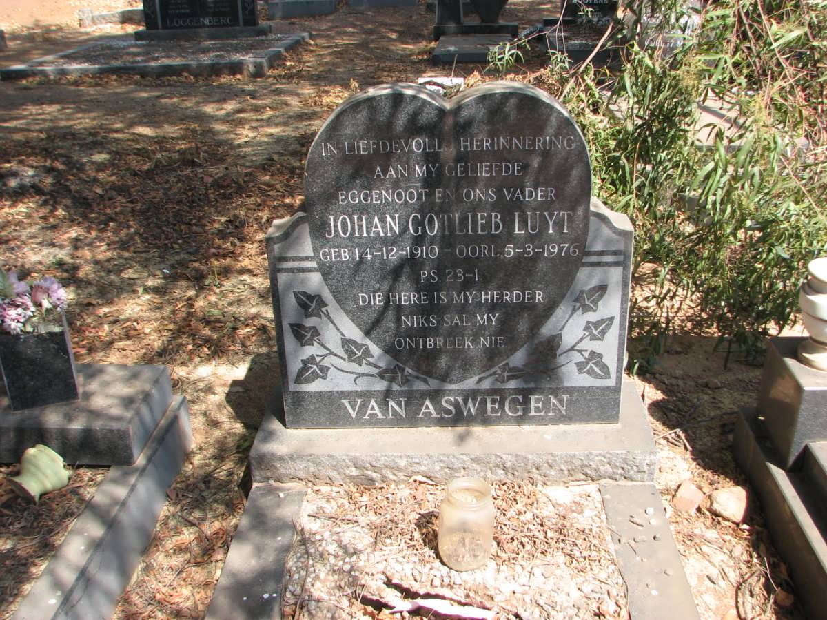 ASWEGEN Johan Gotlieb Luyt, van 1910-1976