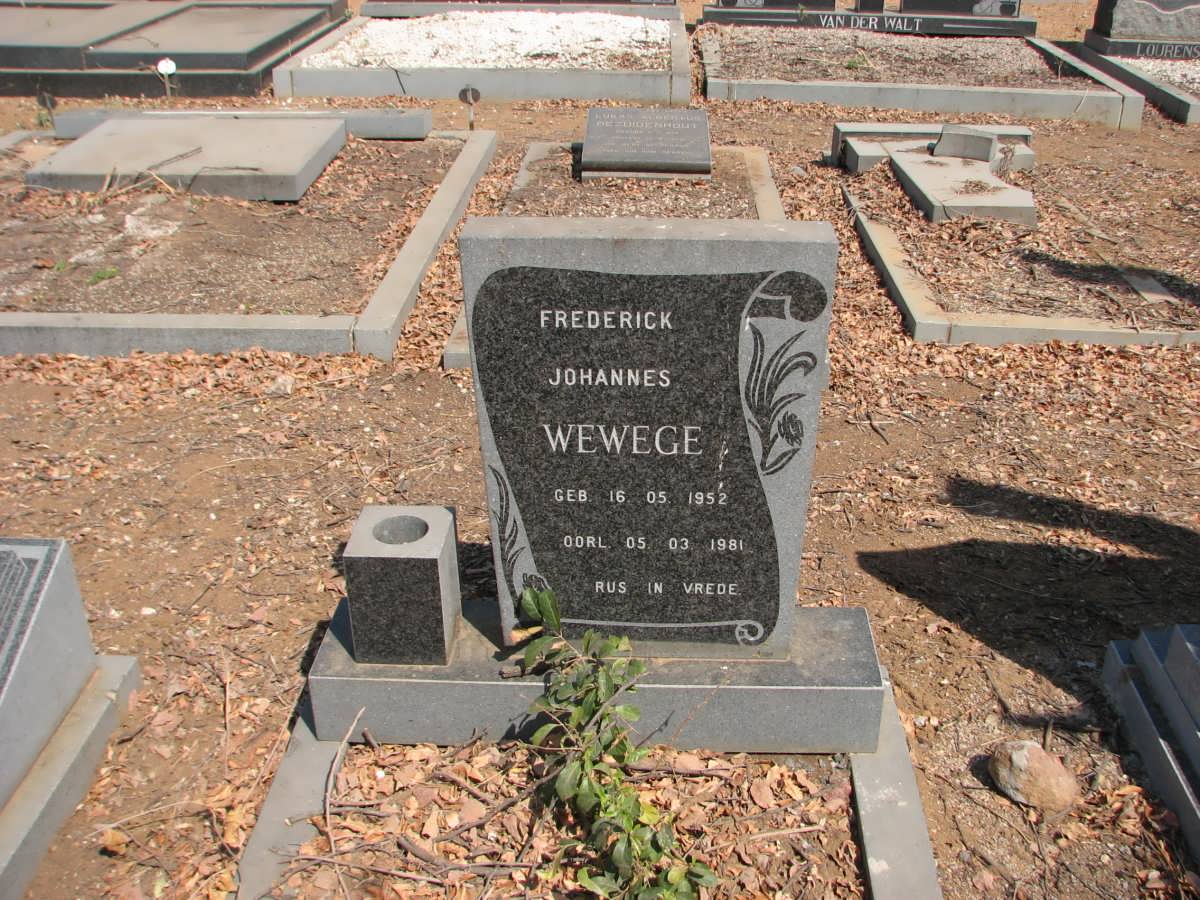 WEWEGE Frederick Johannes 1952-1981