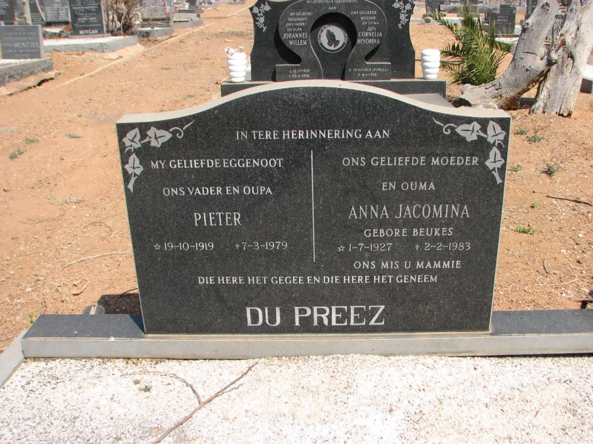 PREEZ Pieter, du 1919-1979 &amp; Anna Jacomina BEUKES 1927-1983