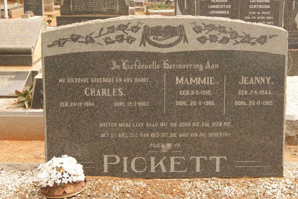 PICKETT Charles 1904-1963 &amp; Mammie 1910-1965 :: PICKETT Jeanny 1944-1965