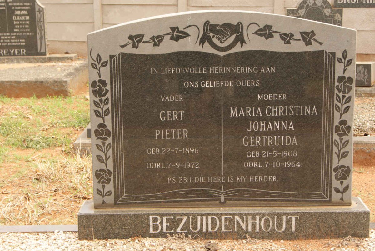 BEZUIDENHOUT Gert Pieter 1896-1972 &amp; Maria Christina Johanna Gertruida 1908-1964