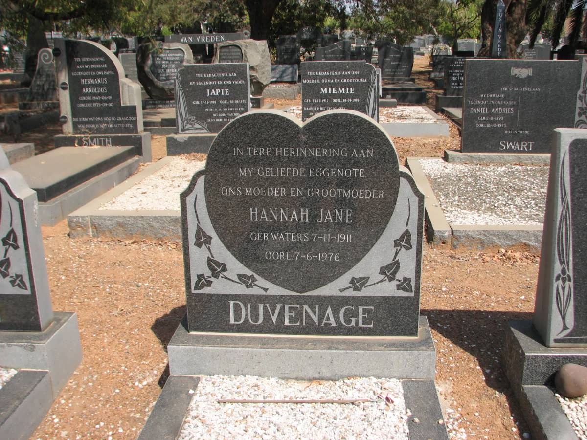 DUVENAGE Hanna Jane nee WALTERS 1911-1976