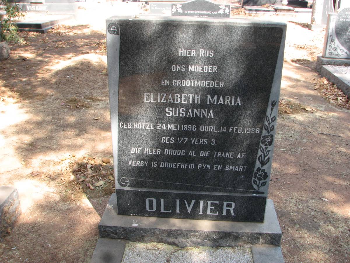 OLIVIER Elizabeth Maria Susanna nee KOTZE 1896-1986