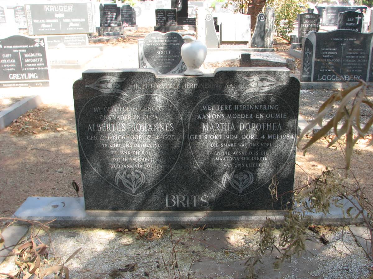 BRITS Albertus Johannes 1906-1975 &amp; Martha Dorothea 1909-1984