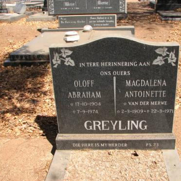 GREYLING Olof Abraham 1904-1974 &amp; Magdalena Antoinette VAN DER MERWE 1909-1971
