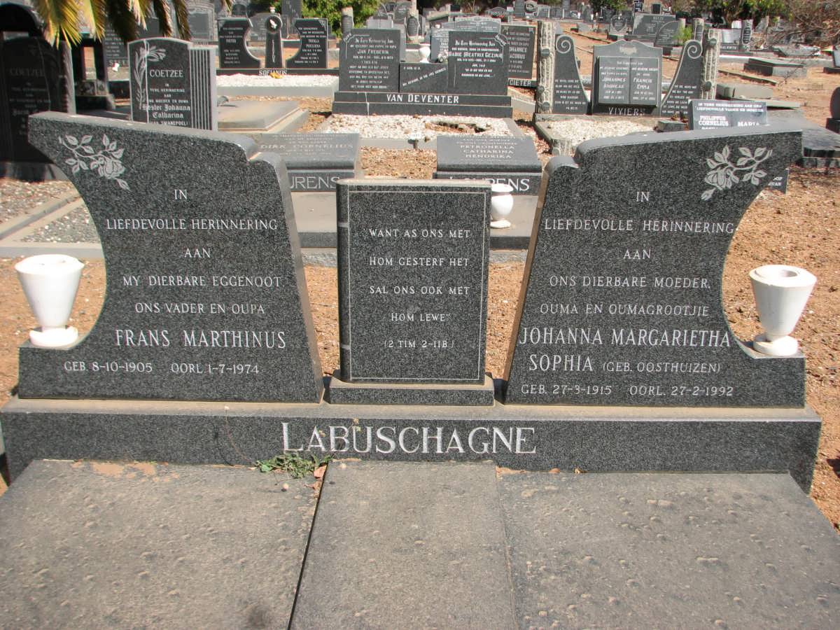 LABUSCHAGNE Frans Marthinus 1905-1974 &amp; Johanna Margarietha Sophia OOSTHUIZEN 1915-1992
