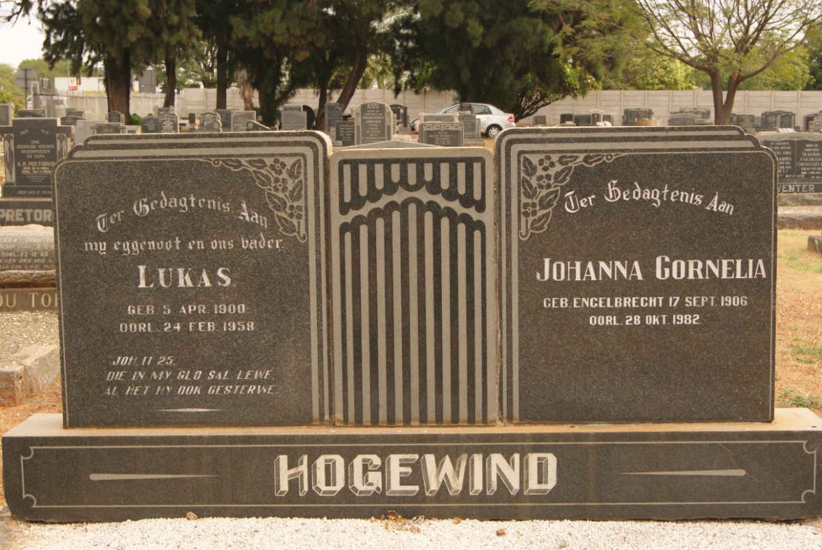 HOGEWIND Lukas 1900-1958 &amp; Johanna Cornelia ENGELBRECHT 1906-1982