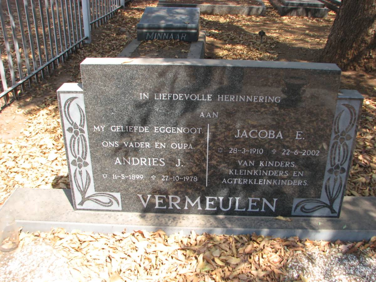 VERMEULEN Andries J. 1899-1978 &amp; Jacoba E. 1910-2002