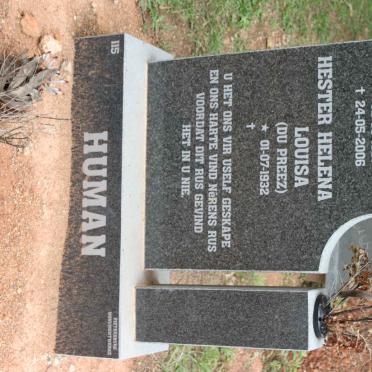 HUMAN Willem Anthonie 1931-2006 &amp; Hester Helena Louisa DU PREEZ 1932-