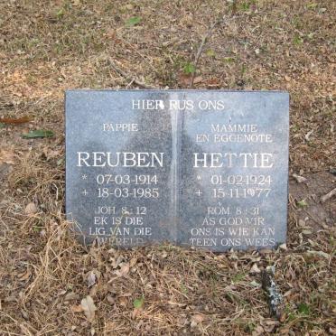 RUNKEL Rueben 1914-1985 &amp; Hester Antoinette Francina ROOS 1924-1977