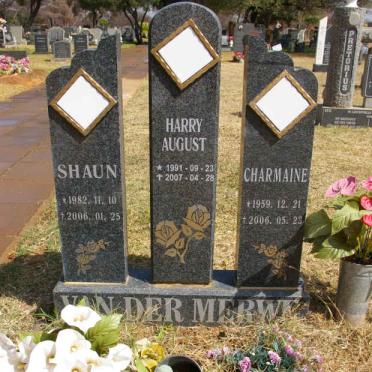 MERWE Shaun, van der 1982-2006 :: VAN DER MERWE Harry August 1991-2007 :: VAN DER MERWE Charmaine 1959-2006