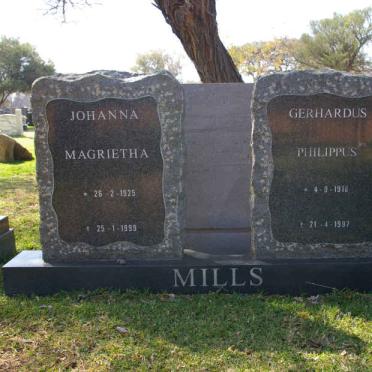 MILLS Gerhardus Philippus 1918-1997 &amp; Johanna Magrietha 1925-1999