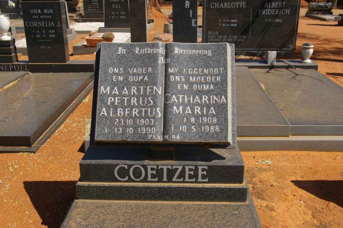 COETZEE Maarten Petrus Albertus 1903-1990 &amp; Catharina Maria 1908-1988