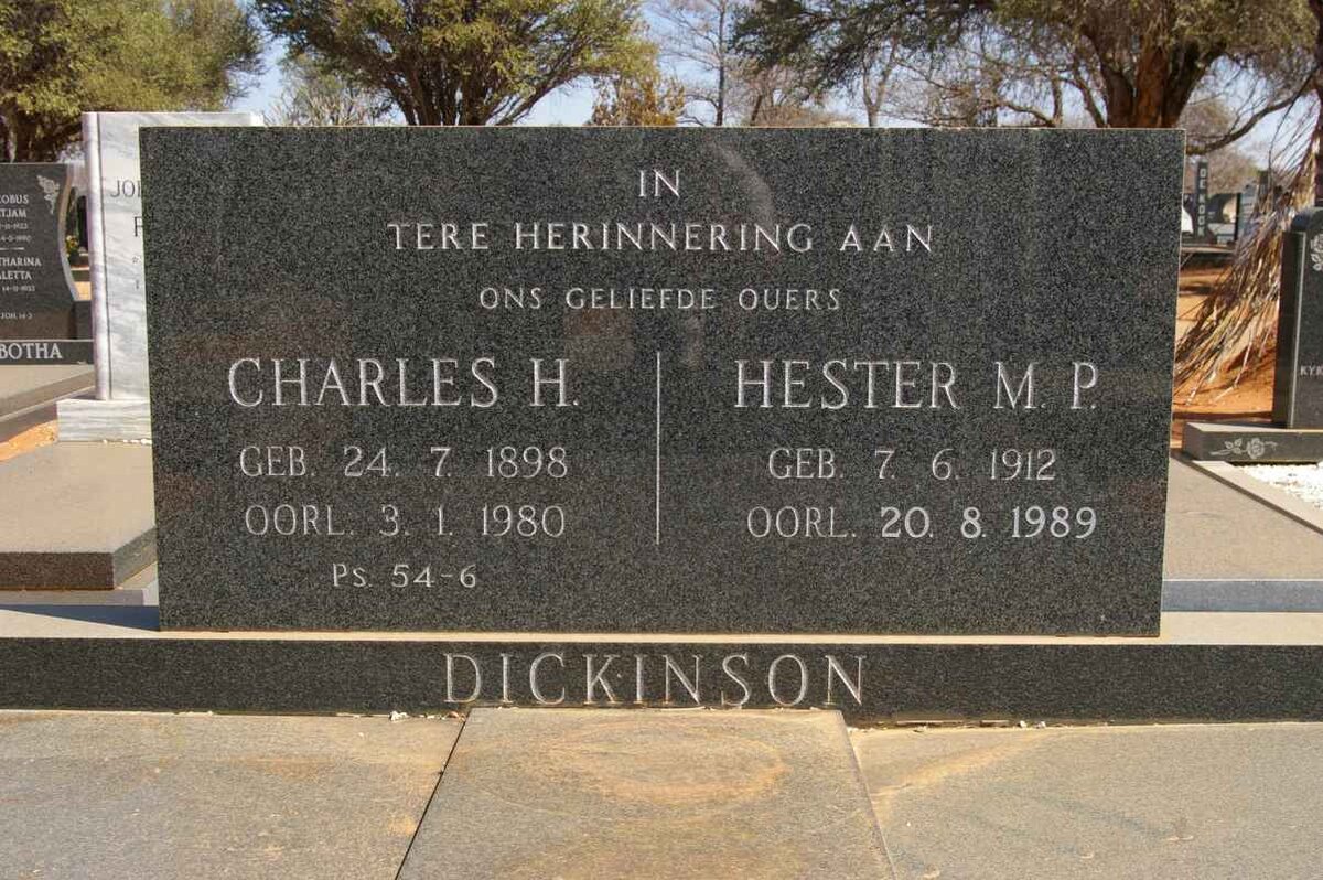 DICKINSON Charles H. 1898-1980 &amp; Hester M.P. 1912-1989