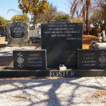 FOSTER Calvin Lance 1874-1989 &amp; Mandy Bronwyn 1978-1985