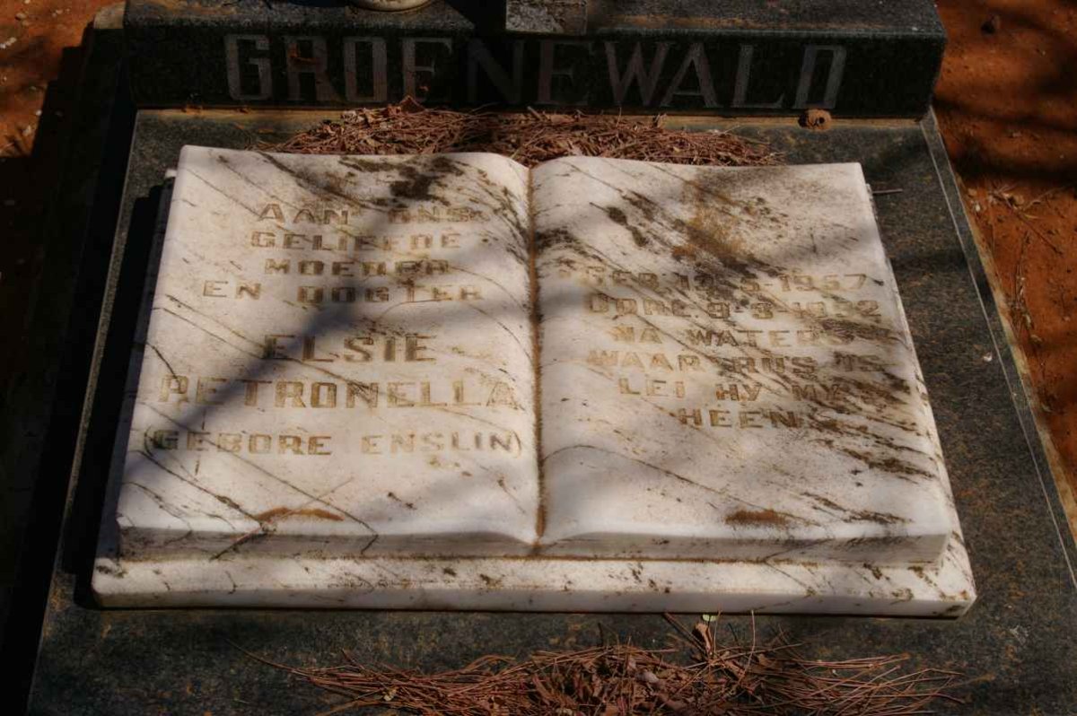 GROENEWALD Elsie Petronella nee ENSLIN 1957-1992
