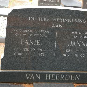 HEERDEN Fanie, van 1909-1978 &amp; Jannie 1917-1983