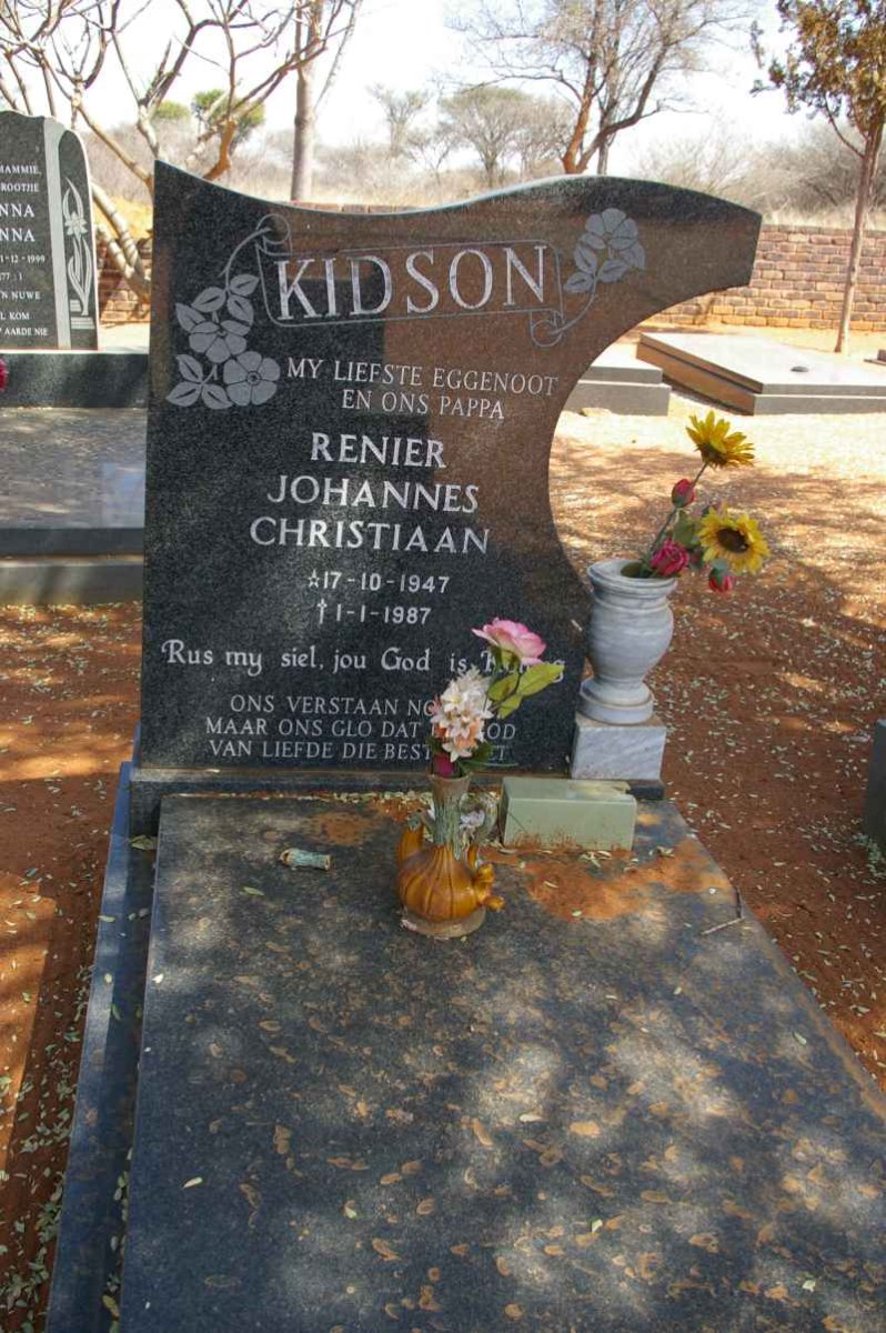 KIDSON Renier Johannes Christiaan 1947-1987