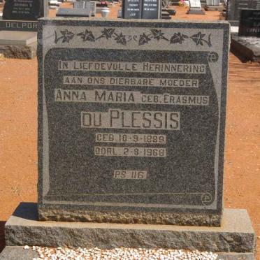 PLESSIS Anna Maria, du nee ERASMUS 1889-1968