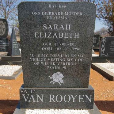 ROOYEN Sarah Elizabeth, van 1911-1996