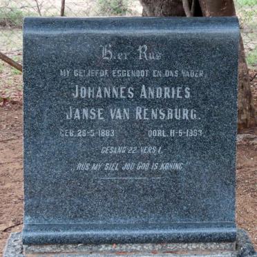 RENSBURG Johannes Andries, Janse van 1883-1963
